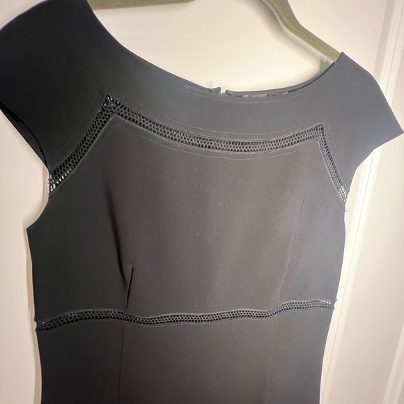 St John perfect black dress with rope eyelet knit see through detail across top - Picture 4 of 9